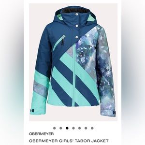 Girls Obermeyer Ski Jacket, Size M/10-12, Deep Teal & Aqua.
